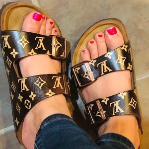 Hand Painted LV Birkenstock’s